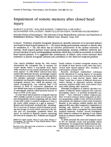 Impairment of remote memory after closed head