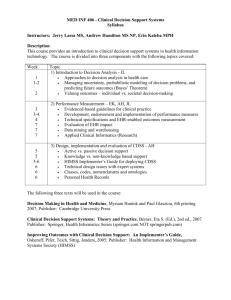 MED INF 406 - Clinical Decision Support Systems Syllabus