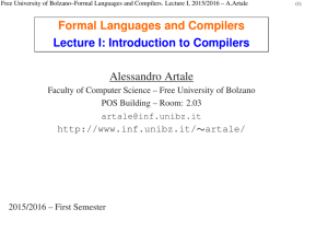1. Introduction to Compilers - Faculty of Computer Science