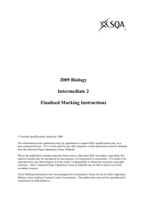 2009 Biology Intermediate 2 Finalised Marking Instructions