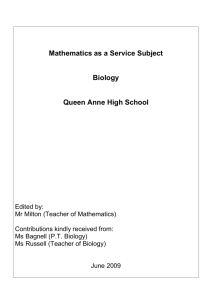 Mathematics as a Service Subject Biology Queen Anne High