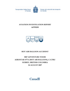 aviation investigation report a07p0295 hot air balloon accident srp