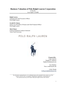 Business Valuation Of Polo Ralph Lauren Corporation