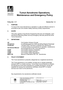 Tumut Aerodrome Operations, Maintenance and Emergency Policy