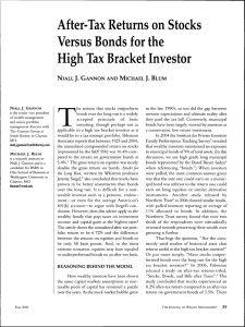 After-Tax Returns on Stocks Versus Bonds for the High Tax Bracket