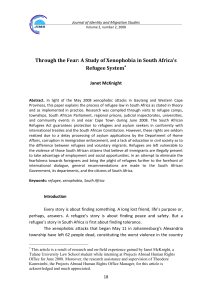 Through the Fear: A Study of Xenophobia in South Africa's Refugee