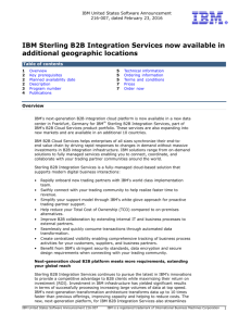 IBM Sterling B2B Integration Services now available in additional