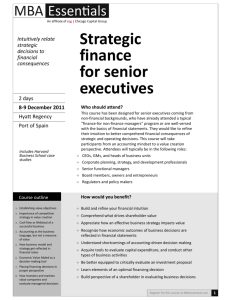 Strategic Strategic finance for senior for senior executives