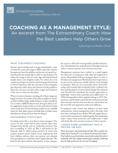 COACHING AS A MANAGEMENT STyLE