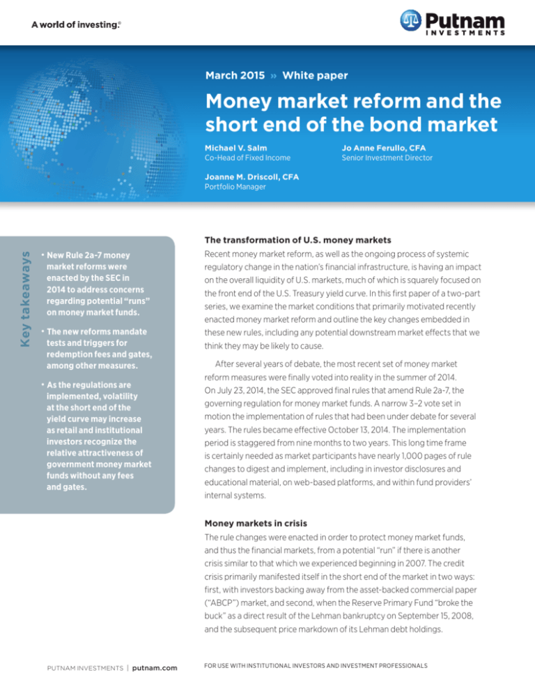 Money market reform and the short end of the bond market