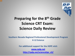 Preparing for the 8th Grade Science CRT Exam: Science