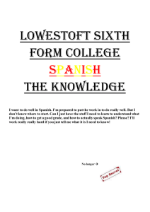 Lowestoft sixth form college Spanish The Knowledge