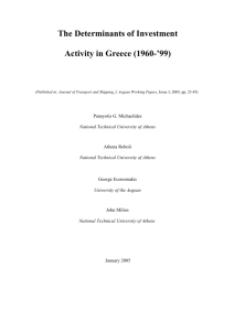 The Determinants of Investment Activity in Greece (1960-'99)