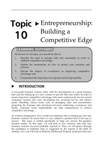 Topic 10 Entrepreneurship: Building a Competitive Edge