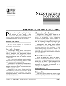 Preparations for Bargaining - North American Association of
