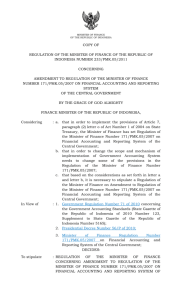 COPY OF REGULATION OF THE MINISTER OF FINANCE OF THE