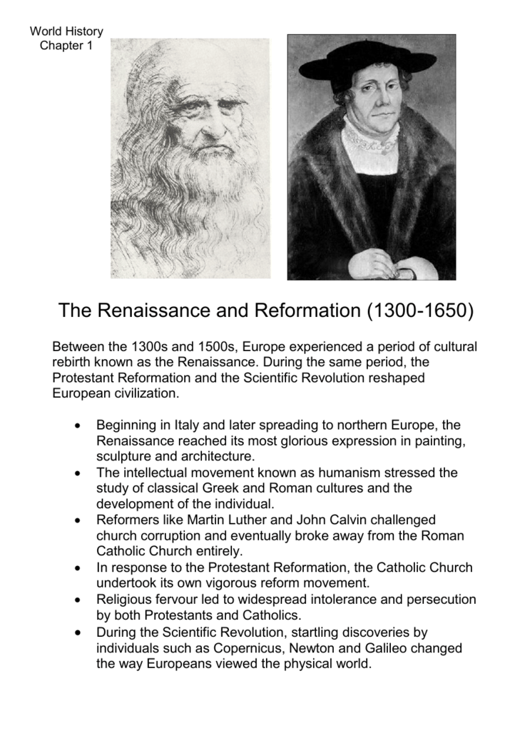 The Renaissance And Reformation 1300