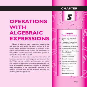 Chapter 5 Operations with Algebraic Expressions