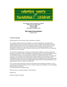 The Spirit Newsletter - Columbia County Foundation for Children