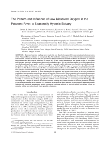 The Pattern and Influence of Low Dissolved Oxygen in the Patuxent