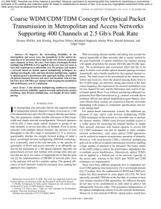 Coarse WDM/CDM/TDM concept for optical packet transmission in