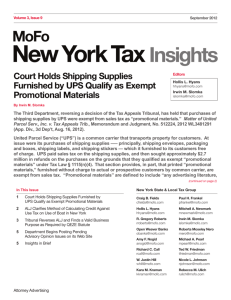 New York Tax Insights September 2012