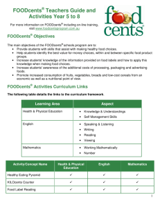 FOODcents Teachers Guide and Activities Year 5 to 8
