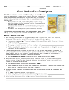 Cereal Nutrition Facts Investigation