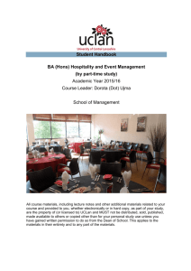 Student Handbook BA (Hons) Hospitality and Event Management