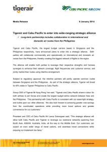 Tigerair and Cebu Pacific to enter into wide