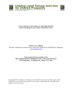 ANALYSIS OF LAND TOOLS IN THE PHILIPPINES USING