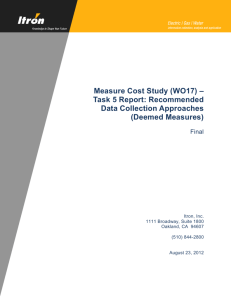 Measure Cost Study (WO17) – Task 5 Report: Recommended Data