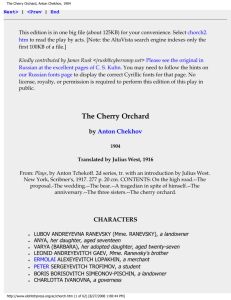 The Cherry Orchard - Western School Of Technology