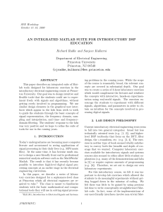 An Integrated Matlab Suite for Introductory DSP Education