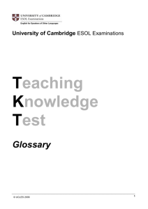 TKT Glossary - New Cambridge Institute