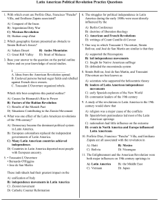Latin American Political Revolution Practice Questions