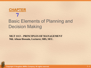 Basic Elements of Planning and Decision Making