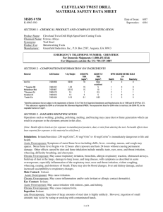 CLEVELAND TWIST DRILL MATERIAL SAFETY DATA SHEET
