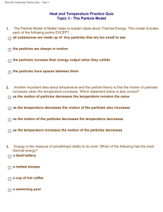 Heat and Temperature Practice Quiz - Topic 3