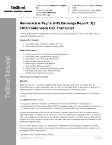 Helmerich & Payne (HP) Earnings Report: Q3 2015