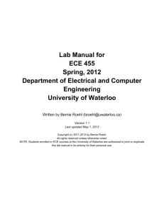 Lab Manual for ECE 455 Spring, 2012 Department of Electrical and