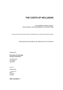The Costs of Inclusion - Faculty of Education