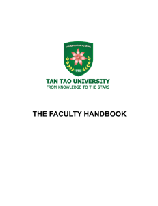 Faculty Handbook - Tan Tao University