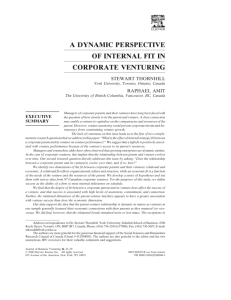 a dynamic perspective of internal fit in corporate venturing