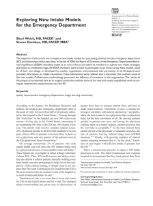 Exploring New Intake Models for the Emergency Department