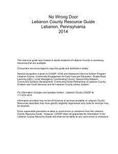No Wrong Door Lebanon County Resource Guide Lebanon
