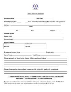 2011 – 2012 high school application for admission