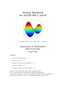 Student Handbook for MATH 263 C and D