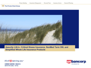 Assurity Life's– Critical Illness Insurance, NonMed Term 350, and