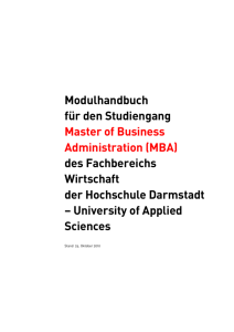 Modulhandbuch für den Studiengang Master of Business